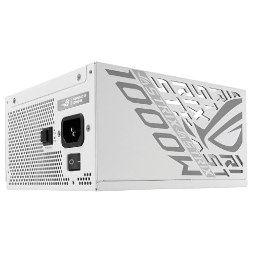 ASUS ROG Strix 1000W Platinum White Edition, Fuente de alimentación ATX Modular, 80 Plus Platinum, ATX 3.1, PCIE 5.1, Conector 12V-2x6, MOSFET GAN, estabilizador de Voltaje 'GPU-First'