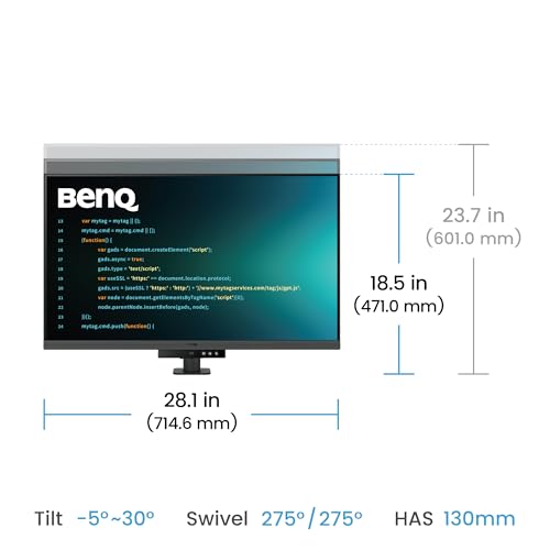BenQ RD320UA Monitor 32”3840 x 2160 4K para Programación, 2000:1 Contraste, Panel Nano Mate, MoonHalo, USB-C 90W, Modos de Programación, Protección Nocturna, Soporte Ergonómico y Tecnología Eye-Care