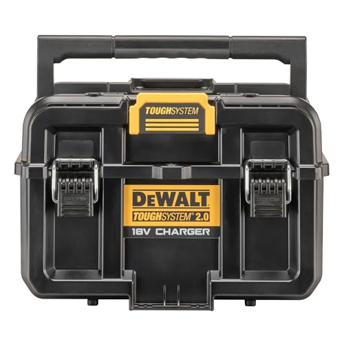 DEWALT DWST83471-QW - Caja de carga de baterías ToughSystem 2.0, 18V y FlexVolt, Carga USB, Indicador de carga, Carga simultánea de 2 baterías, Se entrega sin baterías