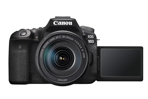 Canon EOS 90D - Cámara Réflex de 32.5 MP (Sensor APS-C, 45 Puntos AF, Disparos de 10fps, EOS Movie 4k+Full HD, Wi-fi, Bluetooth) Negro - Kit Cuerpo con Objetivo EF-S 18-135mm f/3.5-5.6 IS USM