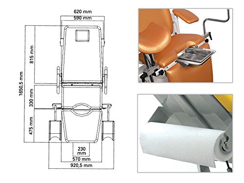 Euroclinic S.r.l. Silla profesional Gynex de albaricoque de metal - Albaricoque