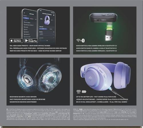 SteelSeries Arctis Nova 3X Wireless Auriculares Gaming multiplataforma - App - Batería 40h - Controladores magnéticos de neodimio - 2,4 GHz/Bluetooth - Micro extraíble - Xbox,PS5,PC, Switch -Lavanda