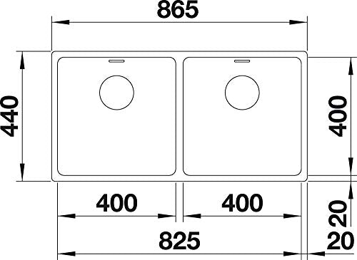 Blanco 522985 Fregadero de cocina de acero inoxidable, 400mm/400mm