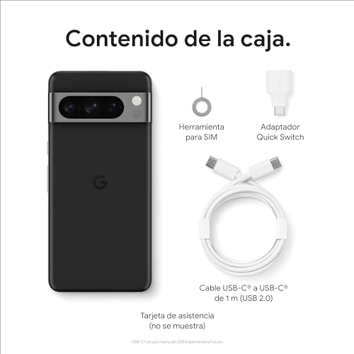 Google Pixel 8 Pro -Smartphone Android libre con lente teleobjetivo, batería con autonomía de 24 horas y pantalla Super Actua - Obsidiana, 512GB