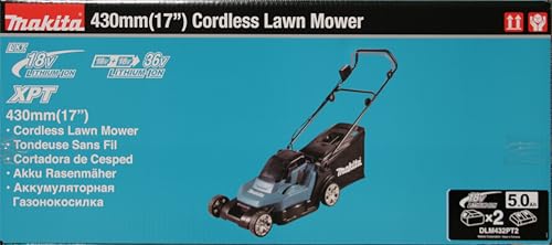 WDERNI Makita DLM432PT2 Akku-Rasenmäher 2x18V / 5,0 Ah, 2 Akkus + Doppelladegerät, 36 V, Gasolina