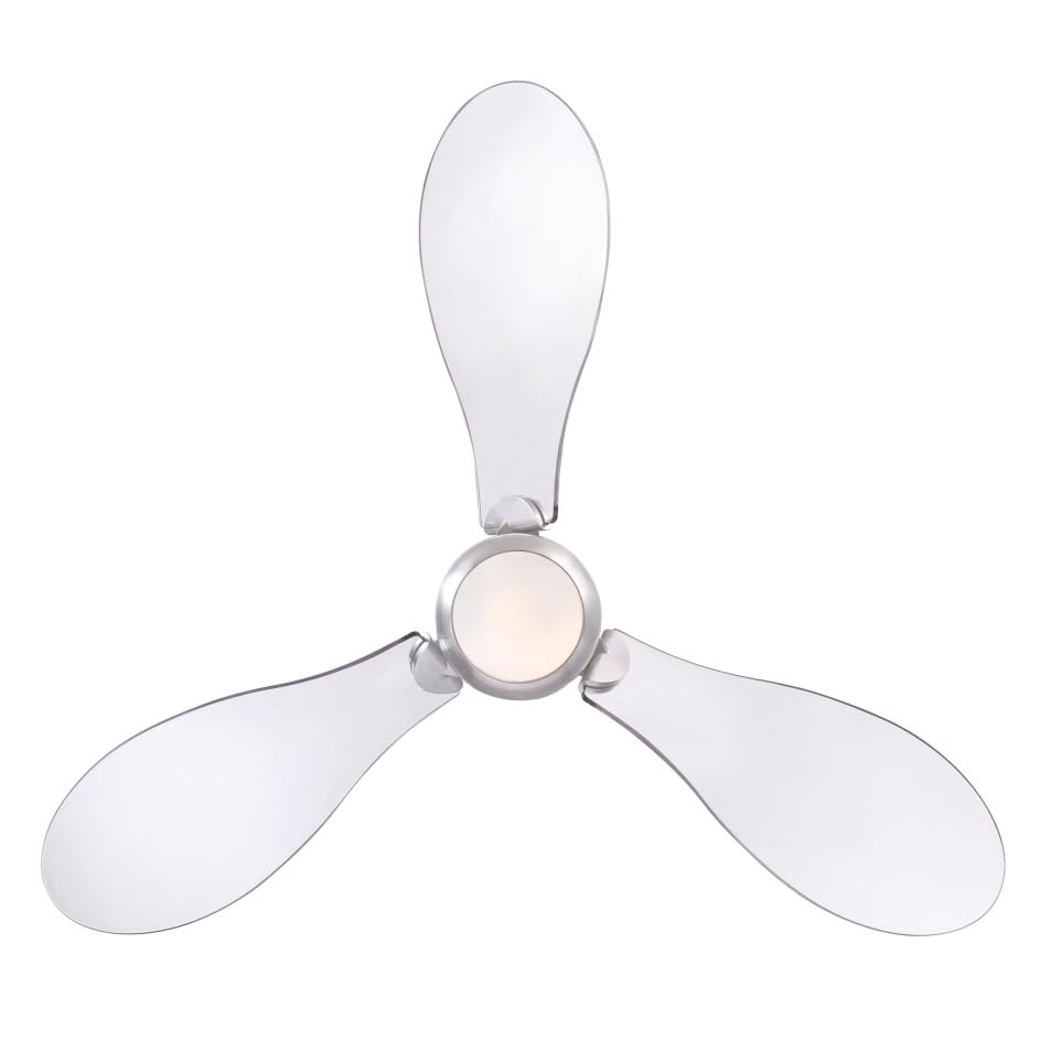 Westinghouse iluminación 72258 Ventilador de techo con luz LED y control remoto de estilo contemporáneo Josef, 122 cm, acabado en níquel cepillado, vidrio opalino esmerilado, motor de CC
