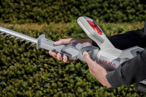IKRA Tijeras Cortasetos 2 en 1 ICPH 2050 con pértiga telescópica para setos Altos, Incl. 2 baterías de 20 V, estación de Carga rápida y Cinta de Hombro