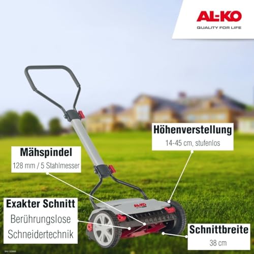 AL-KO 113866, Razor Cut 38.1 HM Premium Cortacésped Manual de Corte helicoidal. Trabajo 38 cm. Ideal 250 m².