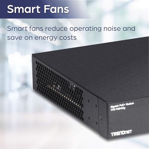 TRENDnet TPE-TG240g - Switch Gigabit PoE+ de 24 Puertos, no administrado, 10/100/1000 Mbps