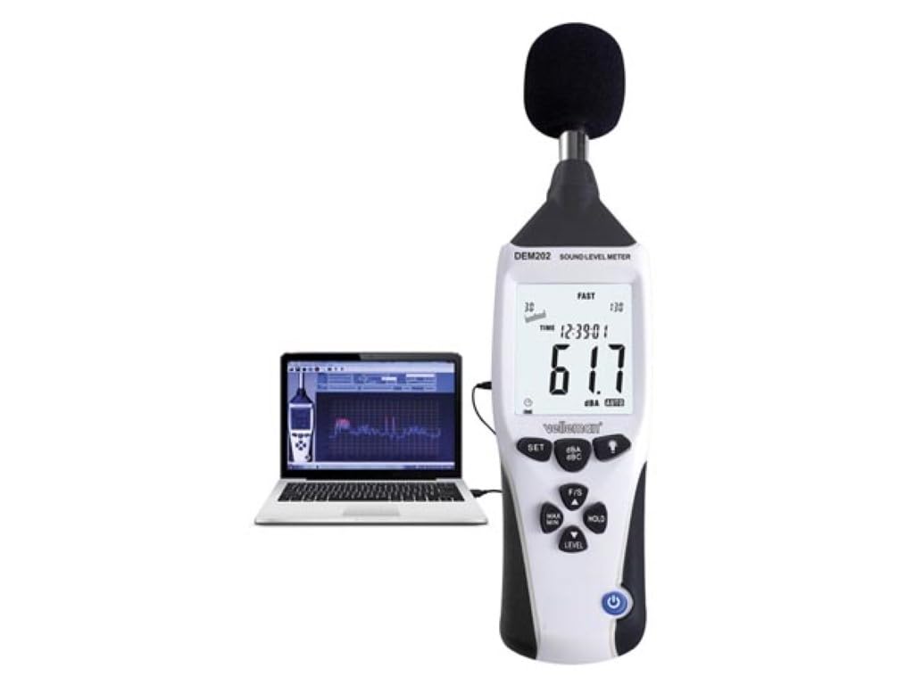 Velleman Medidor de nivel de sonido profesional, datalogger, interfaz USB, 262144 lecturas, Windows OS