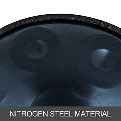 BuoQua Blue Harmonic Handpan Drum Pan de mano en D menor 9 notas 22 pulgadas de acero tambor de mano con suave mano Pan Bag Hand Pan Hang Drum