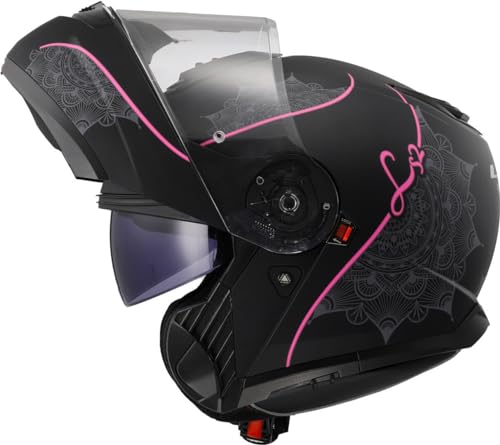 LS2, Casco modular moto STROBE II LUX negro rosa, S