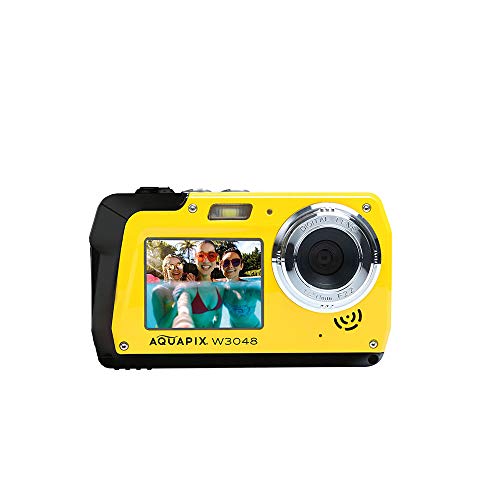 Easypix W3048 Edge Yellow - Cámara Sumergible, 48MP Doble Pantalla
