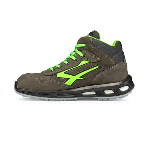 U-Power Red Lion Hummer, Safety Shoes,Zapatos de Seguridad, Altos, Ligeros y Flexibles, Antiperforación, Antipinchazos, con Inserto Infinergy, con Puntera de Aluminio - Grey & Green 41