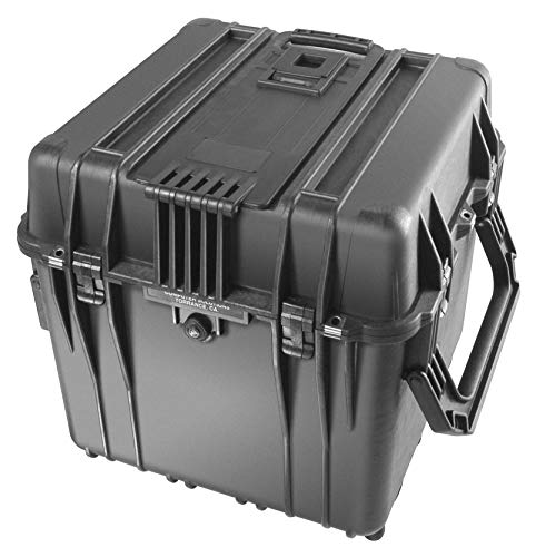 Peli 0340 contenedor de Transporte Profundo con Asas Laterales, asa retráctil y Ruedas robustas, IP67 estanco, 96L de Capacidad, Fabricado en EE.UU., con Espuma Personalizable, Color Negro