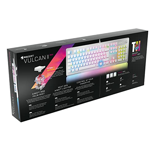 Roccat Vulcan II MAX - Tastatur para Juegos Blanco, Interruptor Rojo Lineal, diseño alemán