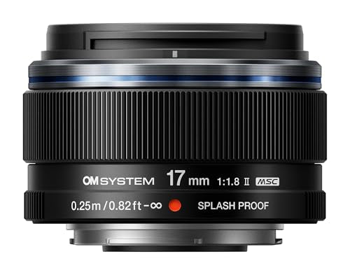 OM SYSTEM Objetivo Gran Angular M.Zuiko Digital 17 mm F1.8 II, Objetivo Veloz de Distancia Focal Fija para cámaras de Sistema Micro Cuatro Tercios (OM System, Olympus OM-D y Pen, Panasonic G-Series)