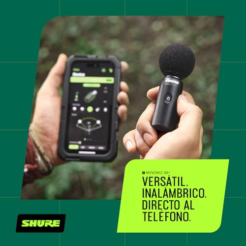Shure Kit de Micrófono inalámbrico, MoveMic 88+ - Grabador de Audio Profesional para entrevistas de Cine/grabación de Campo | Compatible con iOS/Android Mediante la aplicación Motiv (MV88+W-Kit-Z6)