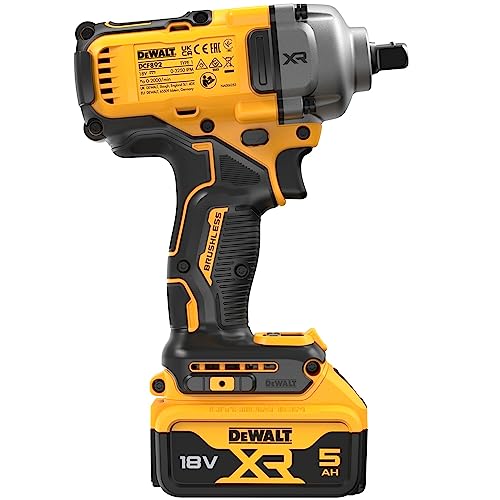 DeWalt DCF892P2T-QW, Llave de impacto a batería XR 18V, Par de apriete 813 nm, Incluye 2 baterías de 18V/5,0 Ah, cargador, gancho metálico para cinturón y caja T-STAK
