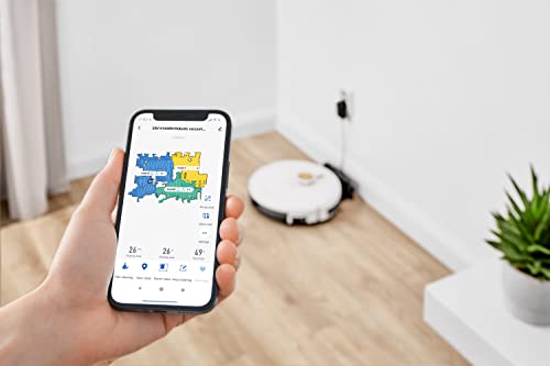 Sencor Robot Aspirador y Fregasuelos, Lámpara de Desinfección UVC, WiFi con Aplicación, Cartografía en 5 Pisos con Planificación Inteligente, Navegación Láser Precisa, Detección de Obstáculos, 120min