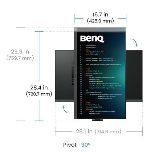BenQ RD320UA Monitor 32”3840 x 2160 4K para Programación, 2000:1 Contraste, Panel Nano Mate, MoonHalo, USB-C 90W, Modos de Programación, Protección Nocturna, Soporte Ergonómico y Tecnología Eye-Care