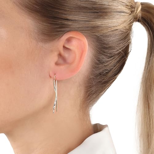 Amor pendientes Pendientes de mujer, 4 cm, Bicolor, Viene en caja de regalo de joyería,