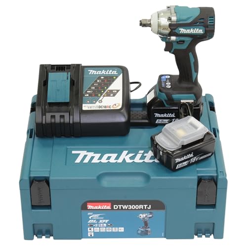 Makita DTW300RTJ Cordless Impact Wrench, 18 V
