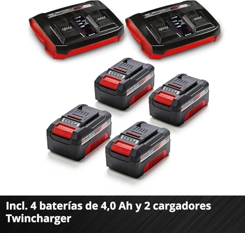 Einhell Professional Cortacésped con batería GP-CM 36/47 S Li BL Power X-Change (36 V, 47 cm de Ancho de Corte, hasta 700 m², sin escobillas, Cesta 65 L, Incl. 4x4,0Ah baterías, 2X Twincharger)