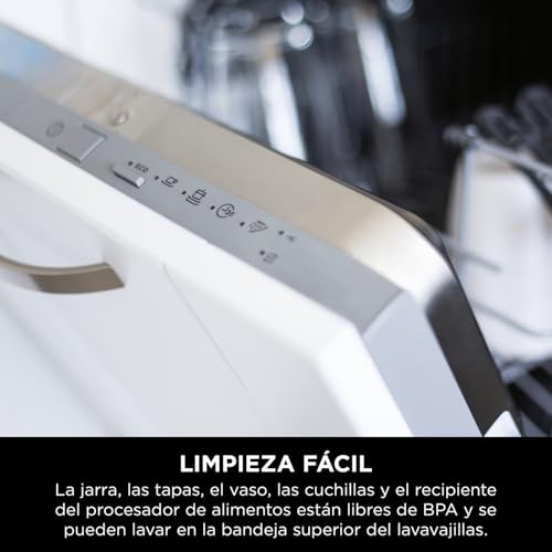 Ninja Detect Power Pro Batidora y Procesador de alimentos 3 en 1 (1200W), vaso de 680 ml y cuchilla para masa, ideal para mezclar, picar y batir, negro, TB401EU