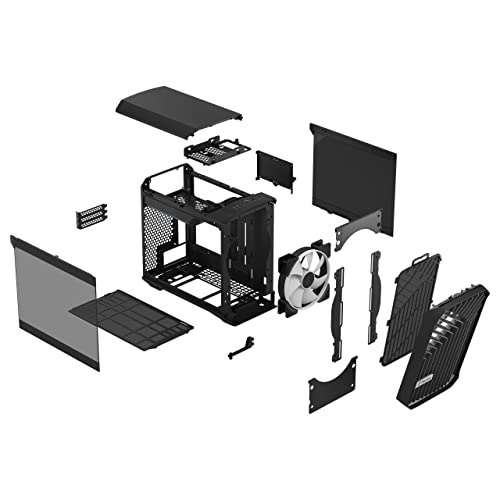 Fractal Design Torrent Nano RGB Black - Light Tint Tempered Glass Side Panels - Open Grille for Maximum Air Intake - 180mm RGB PWM Fan Included - Type C - mATX Airflow Mini Tower PC Gaming Case