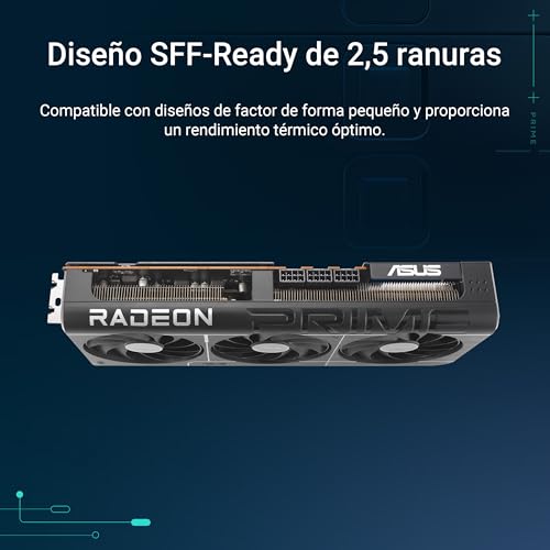 ASUS Prime Radeon RX 9070 XT OC Edition, Tarjeta gráfica (PCIe 5.0, HDMI/DP 2.1, diseño de 2,5 Ranuras, Ventiladores axial-Tech, rodamientos de Ventilador de Doble Bola, BIOS Doble, GPU Guard)