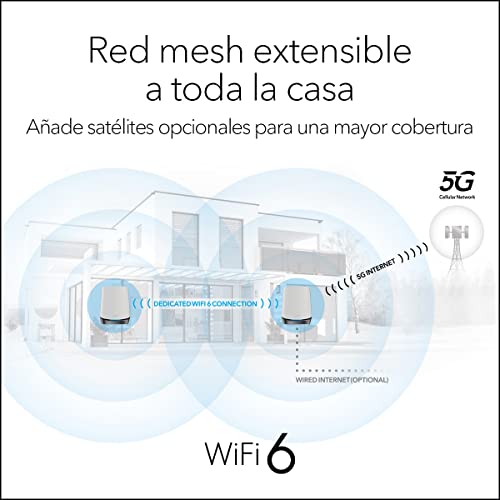 NETGEAR Orbi Router 5G Mesh WiFi 6 TriBanda NBK752 - Router con 1 extensor satélite, Cobertura de hasta 350 m2, 40 dispositivos, AX4200 (hasta 4,2 Gbps)