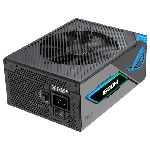 ASUS ROG Thor 1600W Titanium III Fuente de alimentación, 80 Plus Titanium, ATX 3.1, MOSFET GAN, Estabilizador de Voltaje Inteligente, Pantalla OLED magnética, Modo Turbo, 10 años de protección