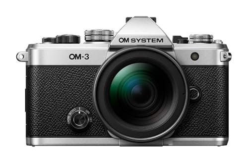 OM SYSTEM Cámara de Sistema OM-3 Micro Cuatro Tercios, Sensor apilado BSI de 20 MP, estabilización de Imagen de 5 Ejes, Plateada con Objetivo M Zuiko Digital 12-45 mm, f4.0 Pro