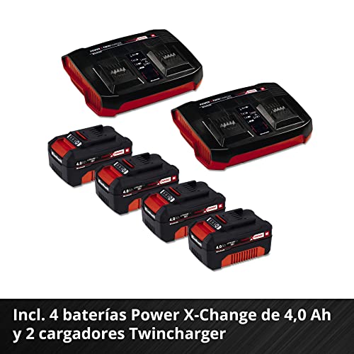 Einhell Cortacésped a batería GE-CM 36/47 S HW Li Kit Power X-Change (36 V, 47 cm ancho de corte, 700 m², autopropulsado, Brushless, función de mulching, con 4x 4,0 Ah baterías, 2x Twincharger)