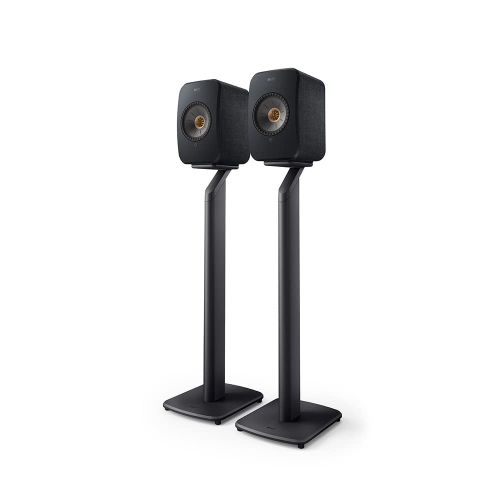 KEF LSX & LSX II S1 Floor Stand Par Gris, Soporte de Altavoz de Aluminio con organización de Cables integrada y Puntas para LSX