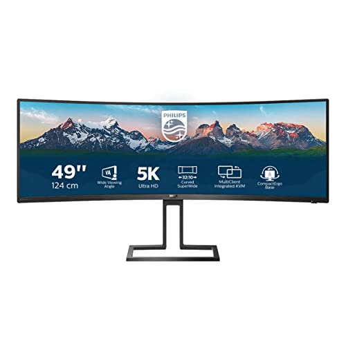 Philips Monitors 498P9/00, 49" Curved 1800R, SuperWide, 70Hz, VA, Adaptive Sync (5120x1440, 450 cd/m, HDMI 2x2.0, Displayport 1x1.4), negro