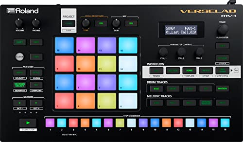 Roland VERSELAB MV-1, estudio de producción de canciones profesional con sonidos ZEN-Core para compositores y cantantes. Pads 4x4 y secuenciador por pasos TR-REC para baterías