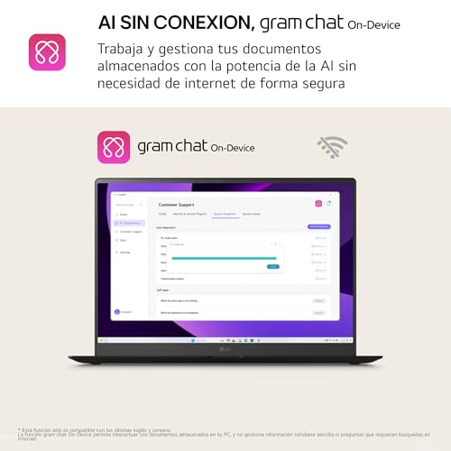 LG gram 16Z90T-G.AD88B Portátil 16 Pulgadas, WQXGA IPS, Intel Core Ultra7, 3GB RAM, 1TB SSD, 1.199 g, Antirreflejo, Batería hasta 22.5h, Windows 11, Negro
