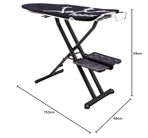 JATA HOGAR TP600 -Tabla de Planchar Plegable, Medidas 136 x 46 cm, Estructura Aluminio Anticorrosión, Resistencia 40 kg, Antideslizante, Funda 100% Algodón, Reposa Planchas, Fabricación europea