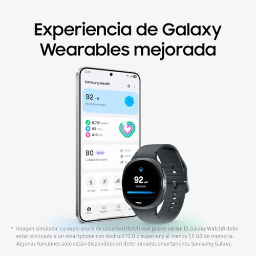 Samsung Galaxy Watch8, 40mm, Bluetooth, Galaxy AI, Smartwatch, Procesador 3 NM, Asistente de Salud y Sueño, Seguimiento Deportivo, Garantía 3 Años + 1 año Extra, Plata(Versión Española)
