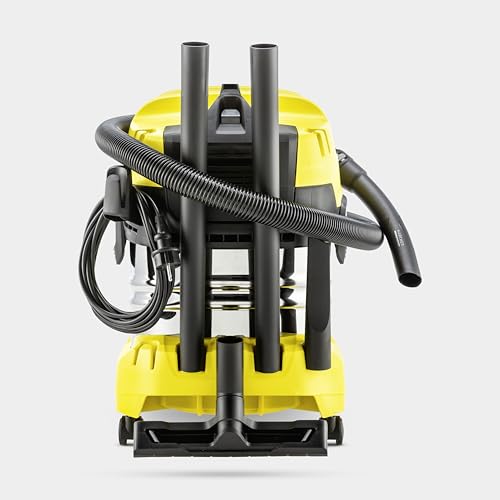 Kärcher Aspiradora en seco/húmedo WD 4 S V-20/5/22, potencia 1000 W, depósito de acero inoxidable 20 l, manguera aspiración 2,2 m, función soplado, boquilla para suelos y ranuras, bolsa filtro fieltro