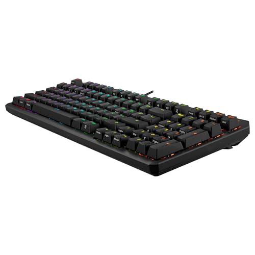 ASUS TUF Gaming K3 Gen II - Teclado Compacto de 98 Teclas, interruptores óptico-mecánicos RGB Red, Espuma amortiguadora, IP57, Placa Superior Desmontable y Aura Sync - Teclado QWERTY Español
