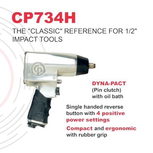 Chicago Pneumatic CP734H - Atornillador de impacto con aire comprimido (1/2 pulgada, 576 Nm máx.)