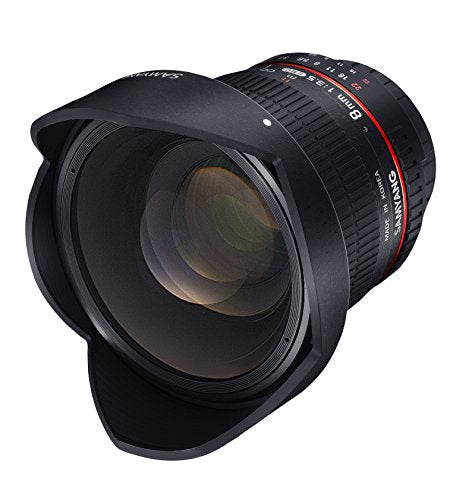 Samyang F1121904101 - Objetivo fotográfico DSLR para Pentax (Distancia Focal Fija 8mm, Apertura f/3.5-22 UMC, Ojo de Pez, CSII), Negro