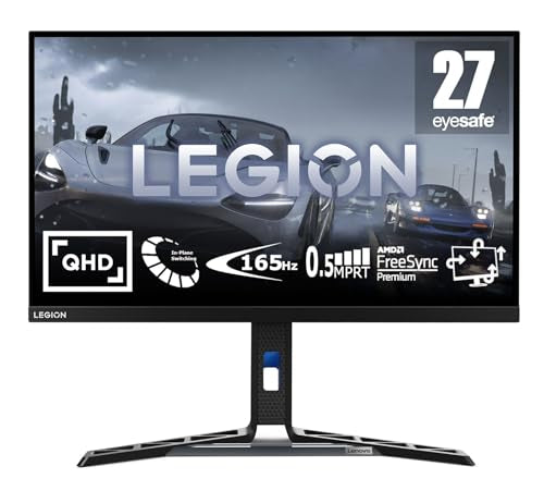 Lenovo Legion Y27q-30 - Monitor Gaming con EyeSafe, 27'' 2K QHD (IPS, 180Hz (OD), 0.5ms MPRT, HDMI,DP,USB, Cables DP y USB, FreeSync, Altavoces) Ajuste de inclinación/altura/giro/pivot - Negro