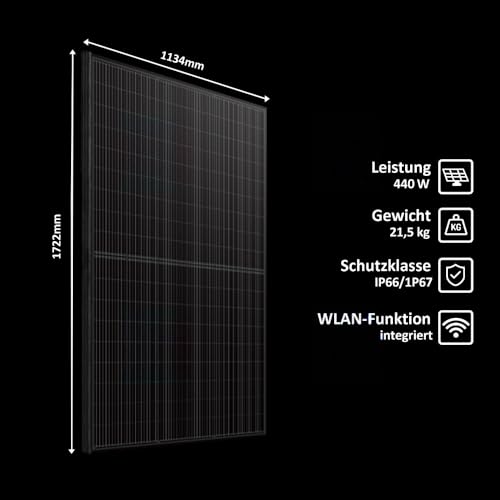 Haier Planta eléctrica de balcón de 880 W, 600 W/800 W, con 2 módulos de 440 W e inversor, cable de 5 m, WiFi