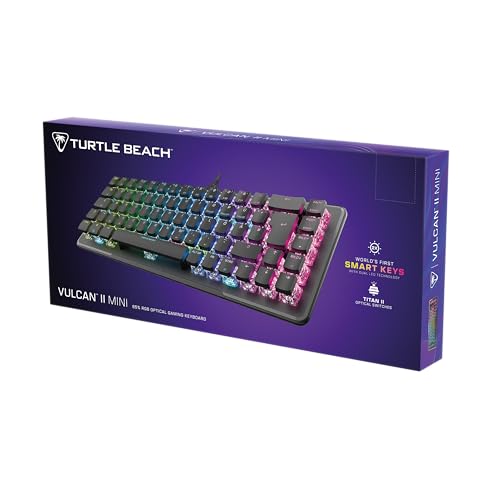 Turtle Beach Vulcan II Mini - Teclado óptico para Juegos 65% con iluminación RGB Personalizable, tecnología de duplicación de Botones, Placa de Aluminio - Negro