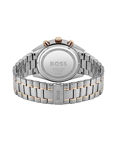 BOSS Reloj Cronógrafo de Cuarzo para Hombre 44mm Colección Champion con Pulsera de Acero Inoxidable o de Cuero, Función de Fecha, 3 Subdiales, Resistencia al Agua 10ATM