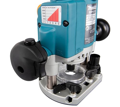 Makita RP1111CJFA - Fresadora (1100 W, incluye D-53556, 12 piezas en MAKPAC, color azul)